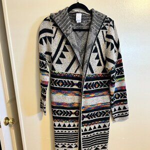 Aztec decor hooded sweater